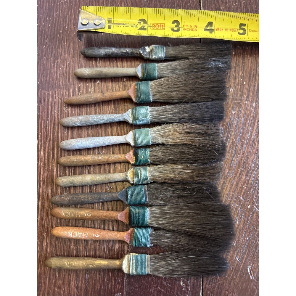 Lot Of 11 Vintage MACK Horsehair Brushes, Sizes Incl. 2, Sign Painter, Pinstripe